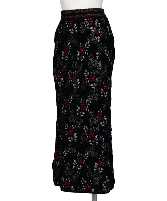 FLORAL MOTIF CHENILLE KNITTED SKIRT