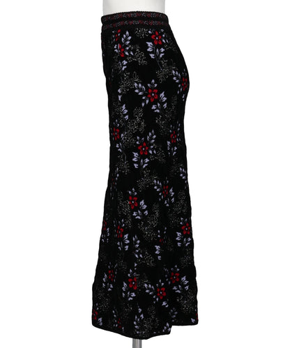 FLORAL MOTIF CHENILLE KNITTED SKIRT
