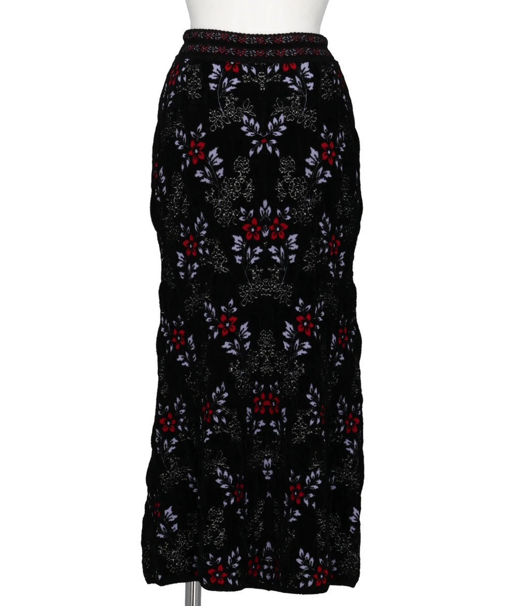 FLORAL MOTIF CHENILLE KNITTED SKIRT