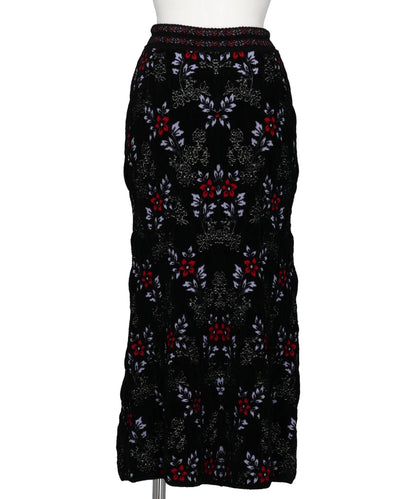 FLORAL MOTIF CHENILLE KNITTED SKIRT