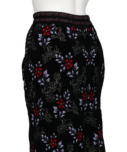 FLORAL MOTIF CHENILLE KNITTED SKIRT