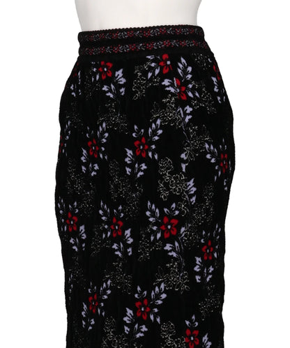 FLORAL MOTIF CHENILLE KNITTED SKIRT