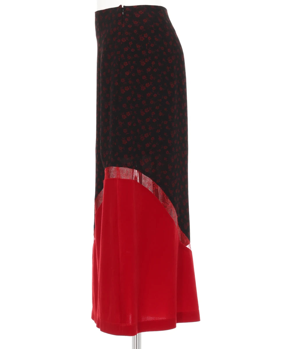 CUPRO TRIACETATE FLORAL JACQUARD SKIRT