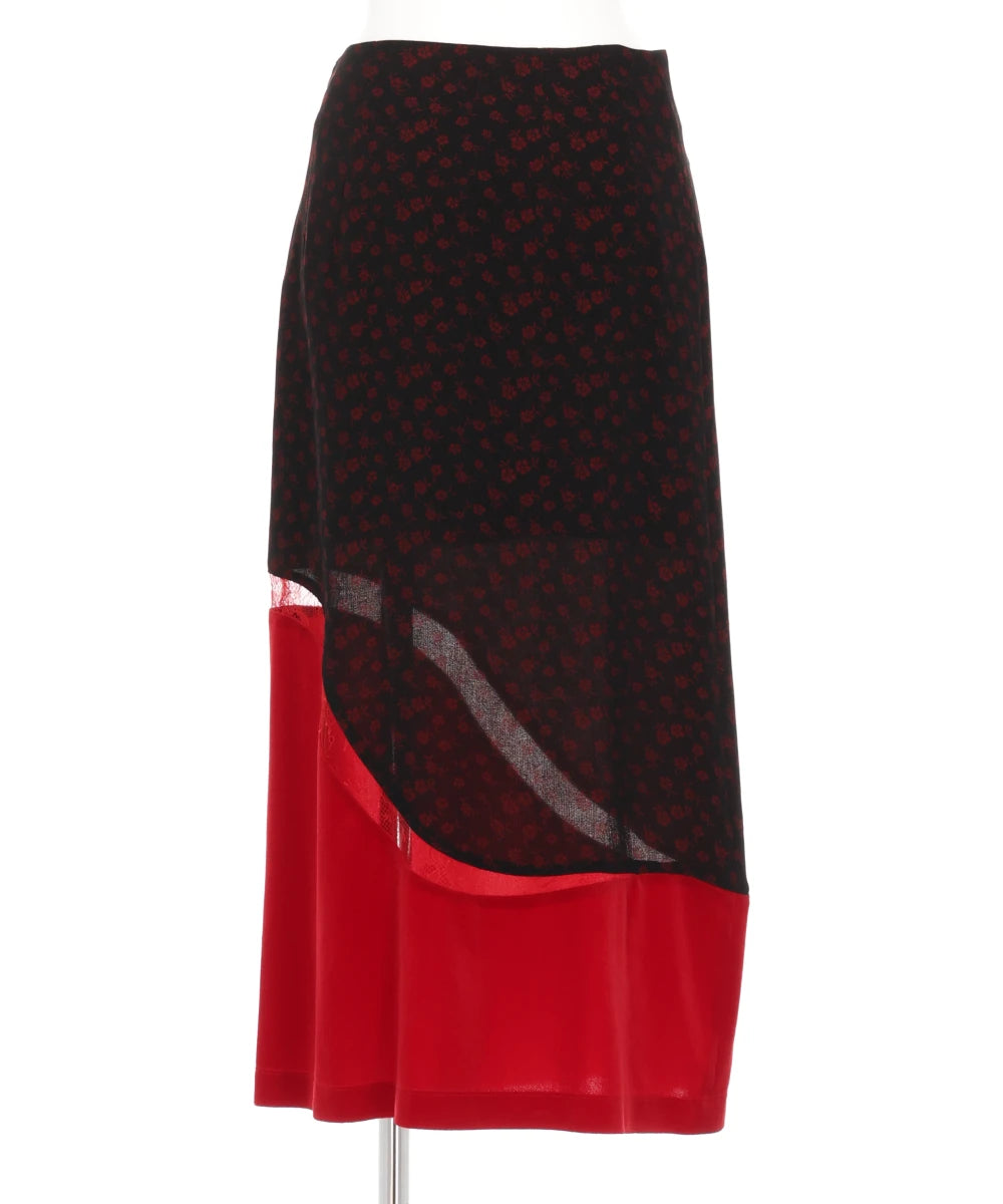 CUPRO TRIACETATE FLORAL JACQUARD SKIRT