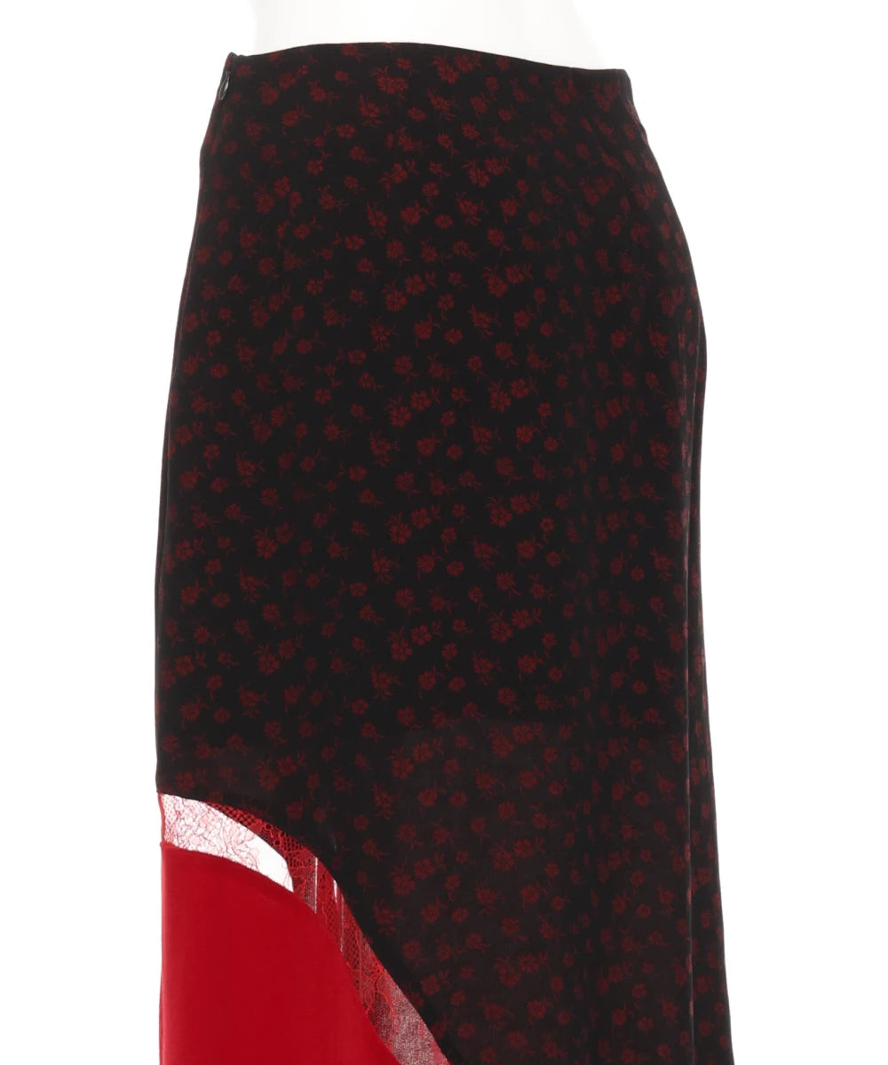 CUPRO TRIACETATE FLORAL JACQUARD SKIRT