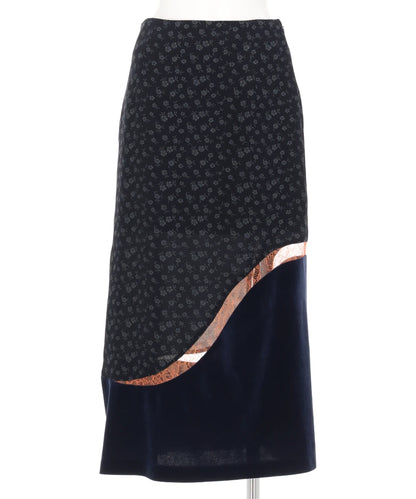CUPRO TRIACETATE FLORAL JACQUARD SKIRT