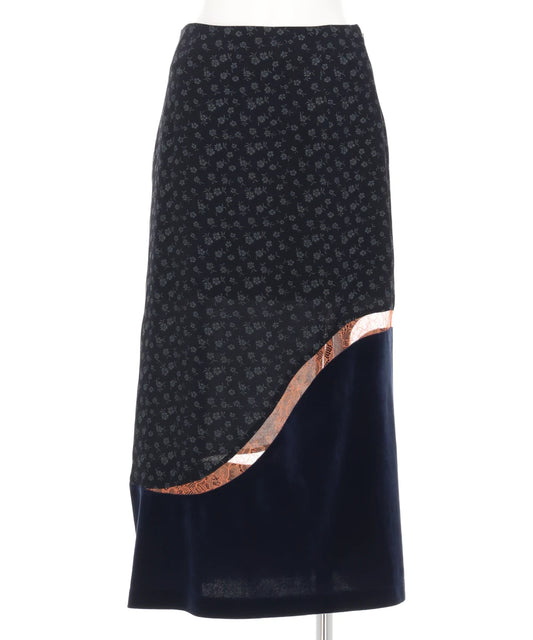 CUPRO TRIACETATE FLORAL JACQUARD SKIRT