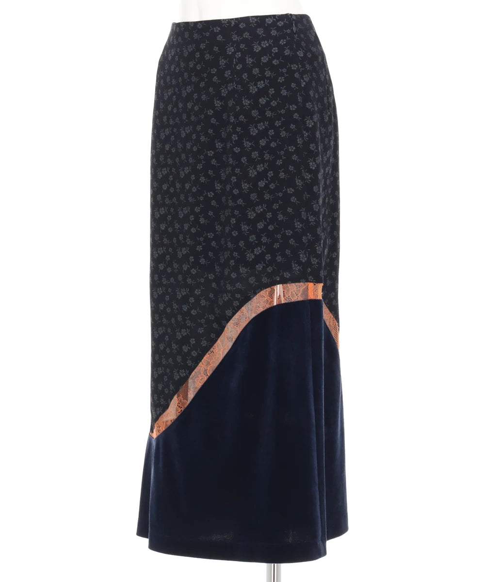 CUPRO TRIACETATE FLORAL JACQUARD SKIRT