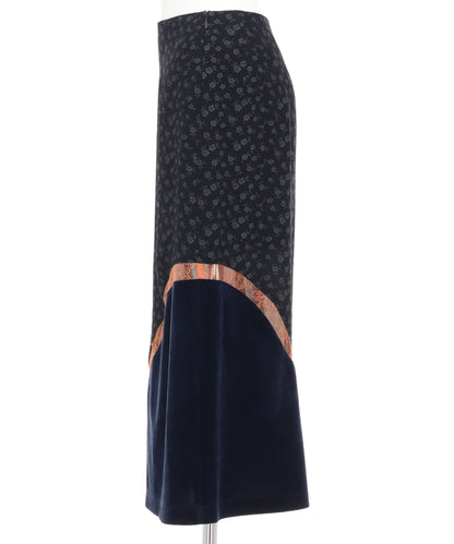 CUPRO TRIACETATE FLORAL JACQUARD SKIRT