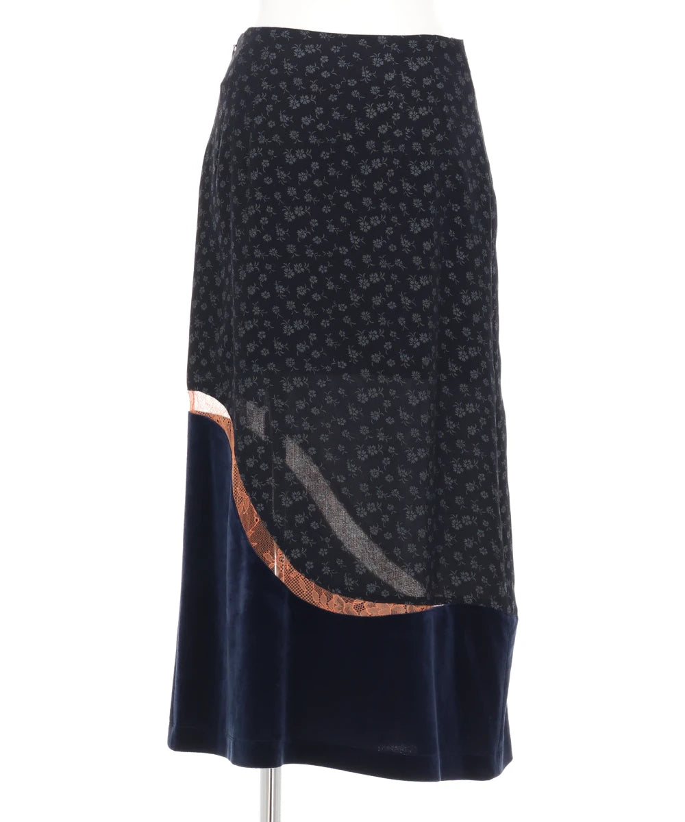 CUPRO TRIACETATE FLORAL JACQUARD SKIRT
