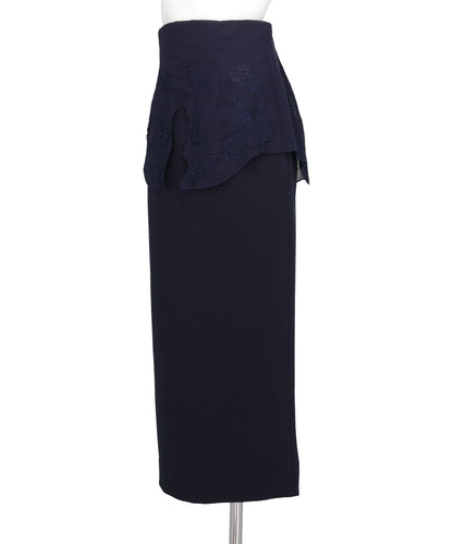 TRIACETATE GEORGETTE EMBROIDERYPEPLUM SKIRT