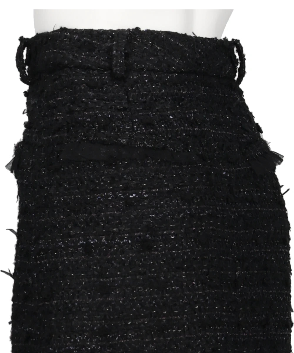 TULLE LAYERED TWEED MIDI SKIRT