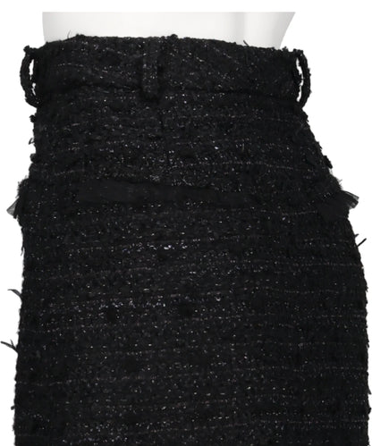 TULLE LAYERED TWEED MIDI SKIRT