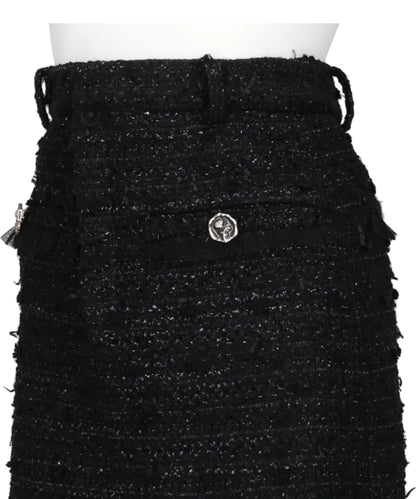 TULLE LAYERED TWEED MIDI SKIRT