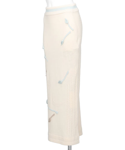 3D FLORAL MOTIF KNIT SKIRT