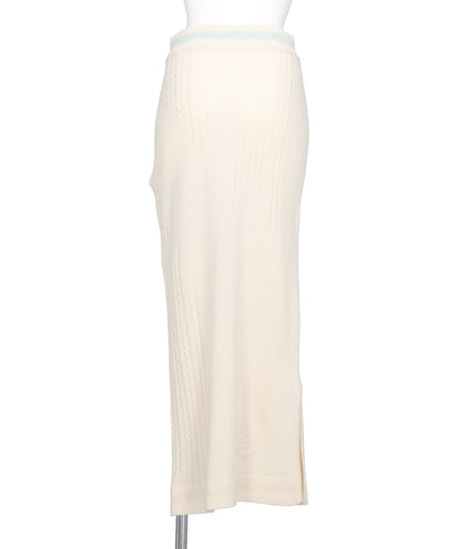 3D FLORAL MOTIF KNIT SKIRT