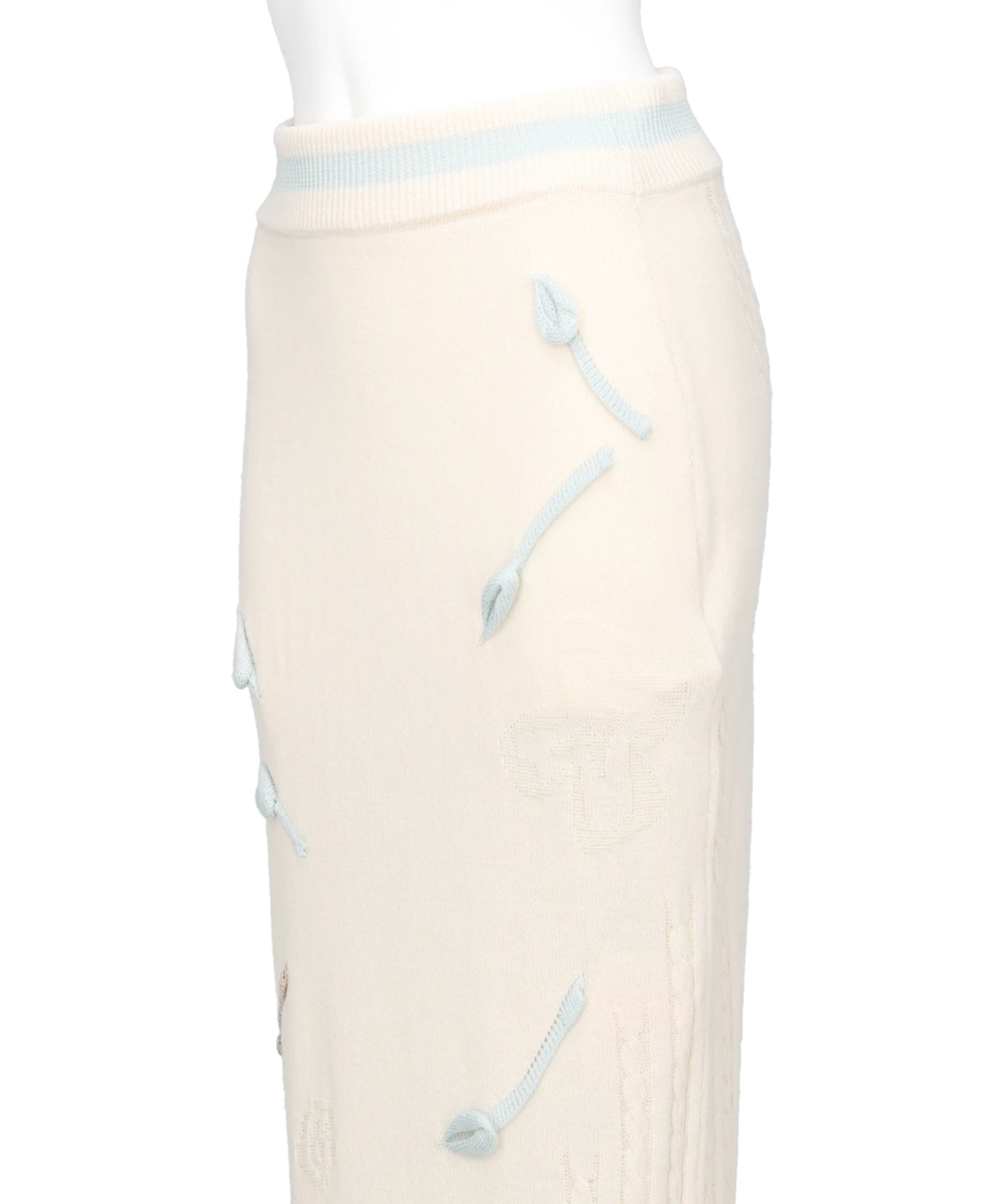 3D FLORAL MOTIF KNIT SKIRT