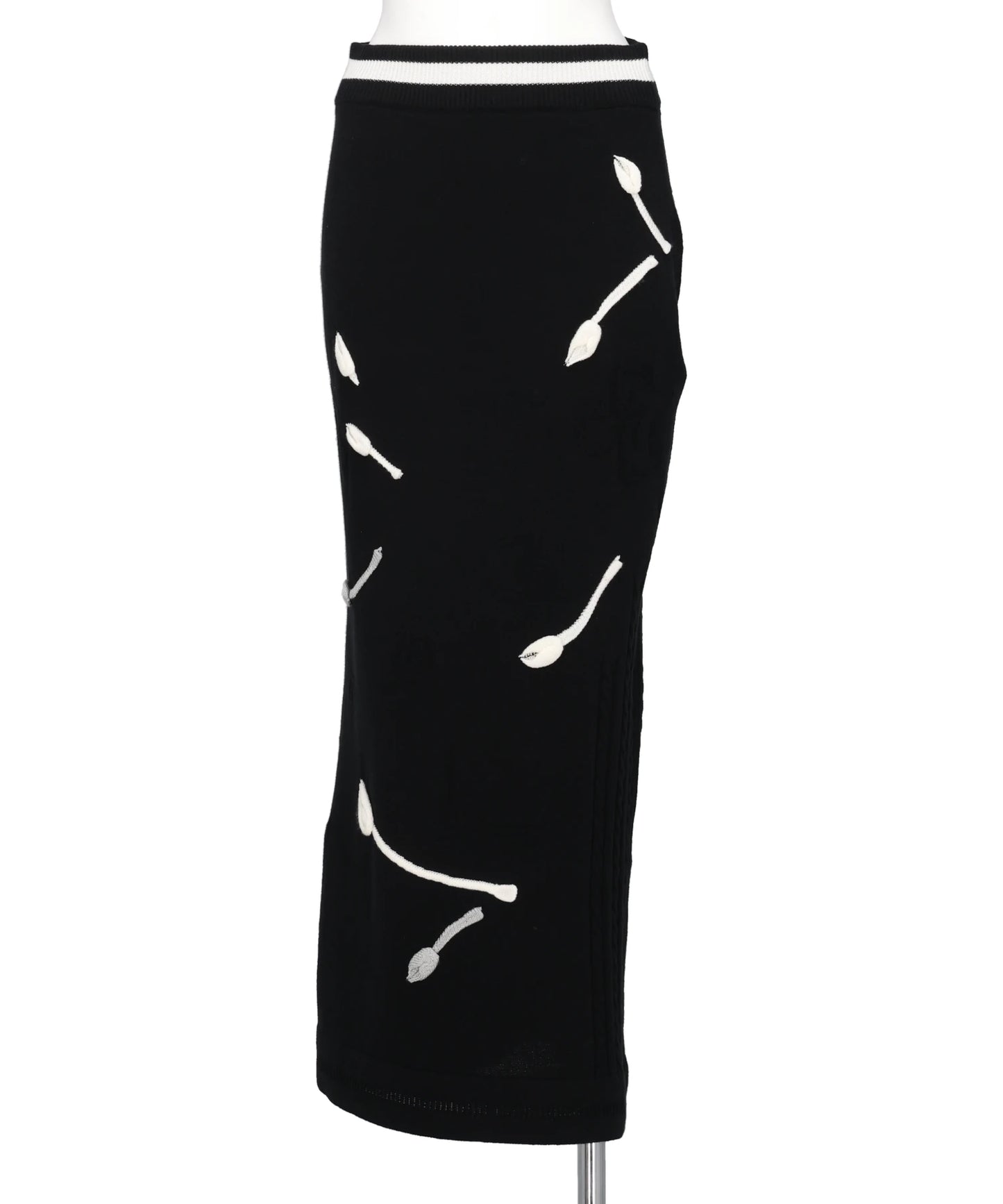 3D FLORAL MOTIF KNIT SKIRT