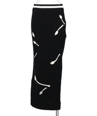 3D FLORAL MOTIF KNIT SKIRT