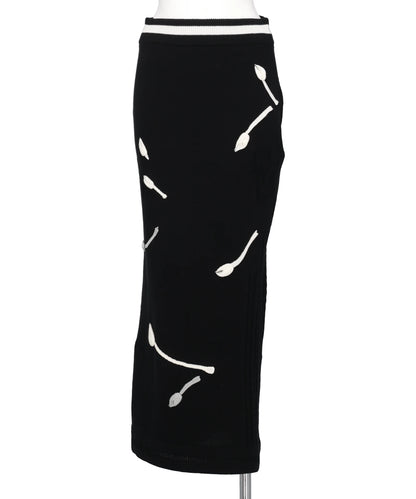 3D FLORAL MOTIF KNIT SKIRT