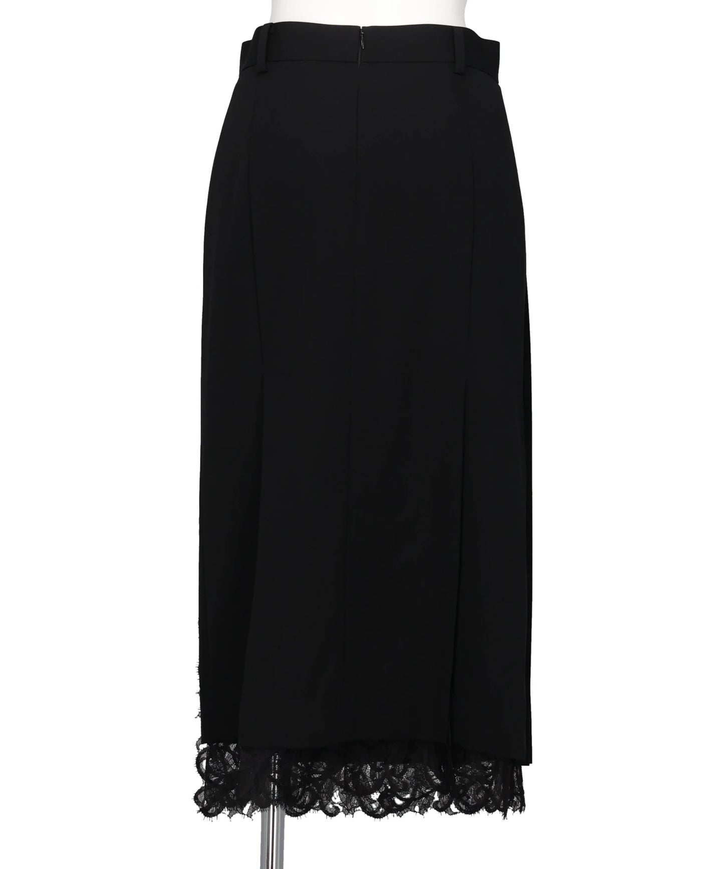 FINE WOOL PLEATED SKIRT WITH LACE TRIM