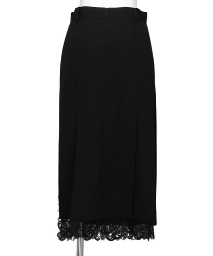 FINE WOOL PLEATED SKIRT WITH LACE TRIM