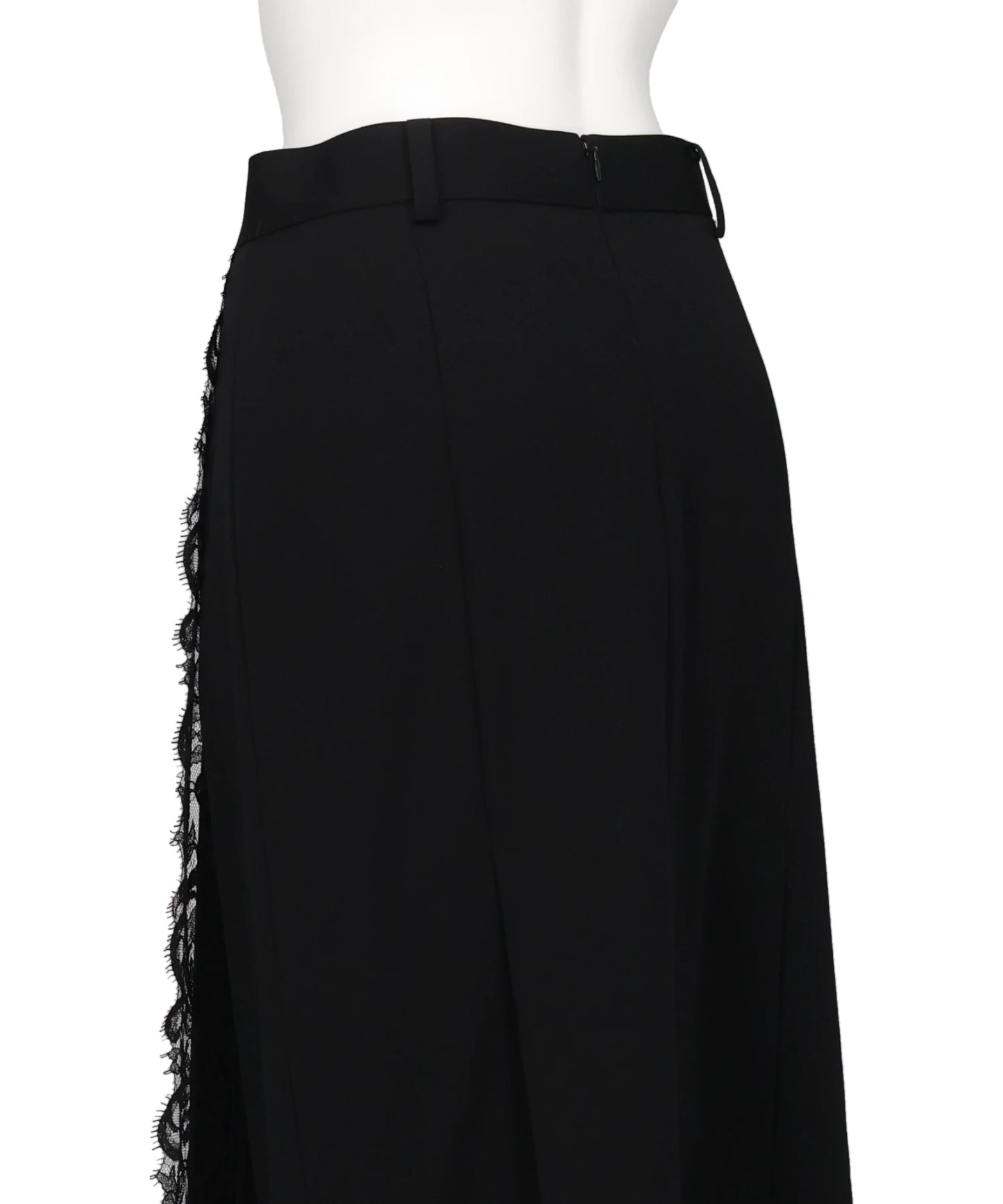 FINE WOOL PLEATED SKIRT WITH LACE TRIM
