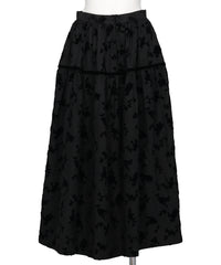 FLOCKED ROSE PRINT BARREL SKIRT