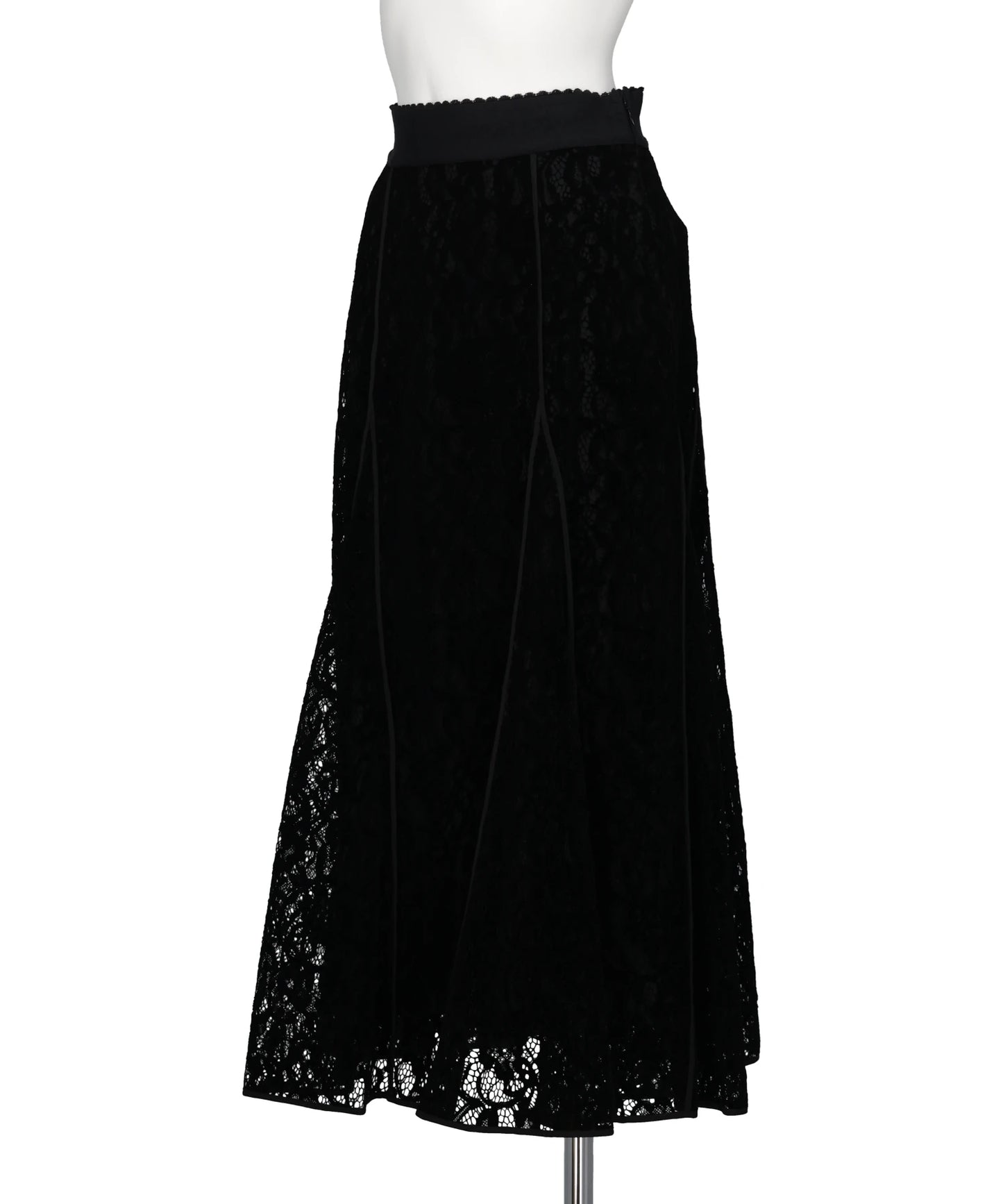 FLOCKED LACE FLARED SKIRT