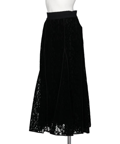 FLOCKED LACE FLARED SKIRT