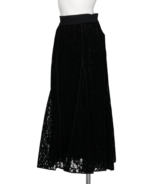 FLOCKED LACE FLARED SKIRT