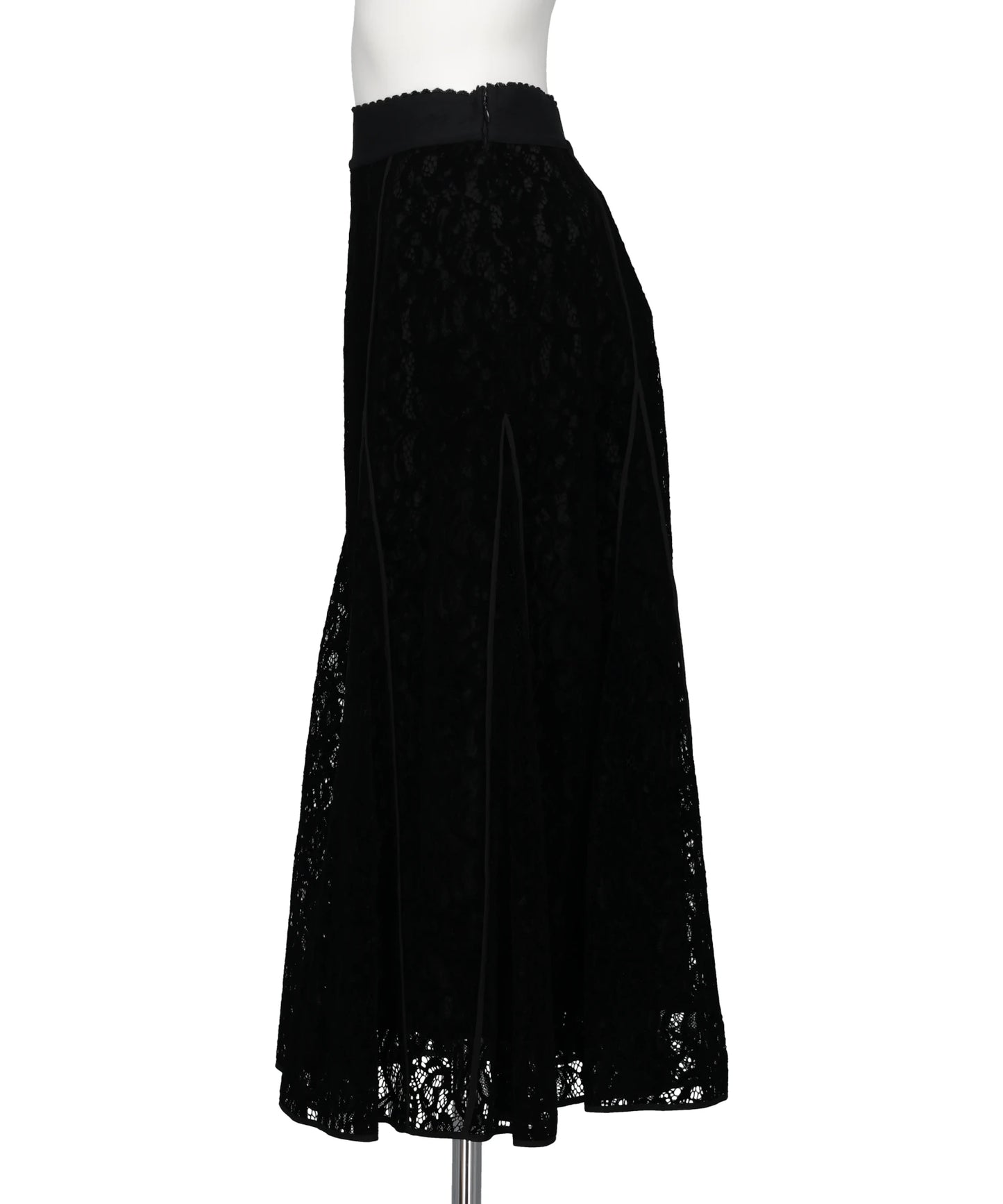 FLOCKED LACE FLARED SKIRT