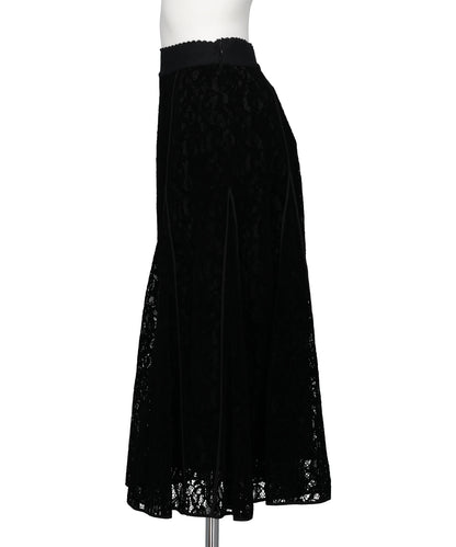 FLOCKED LACE FLARED SKIRT