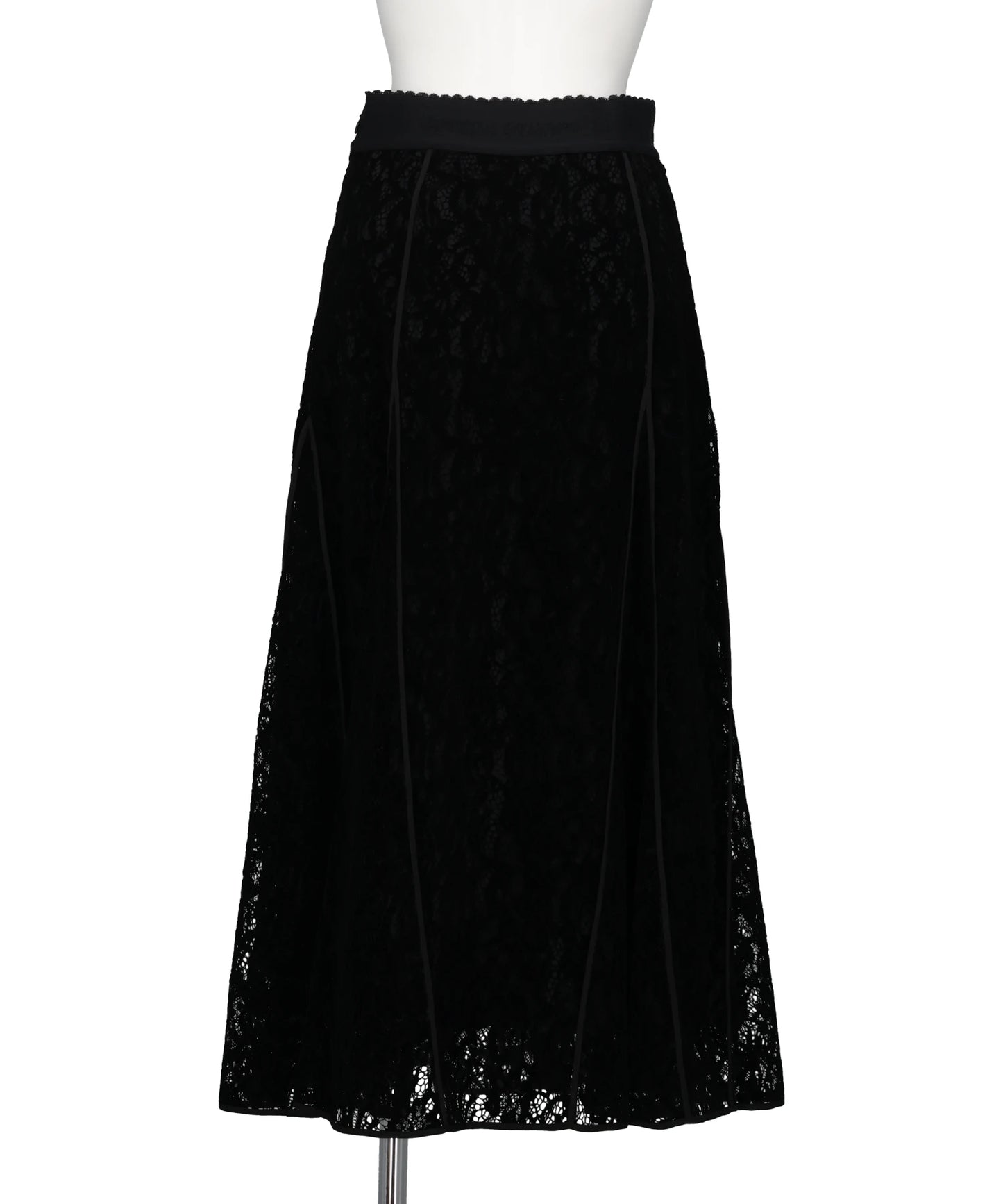 FLOCKED LACE FLARED SKIRT
