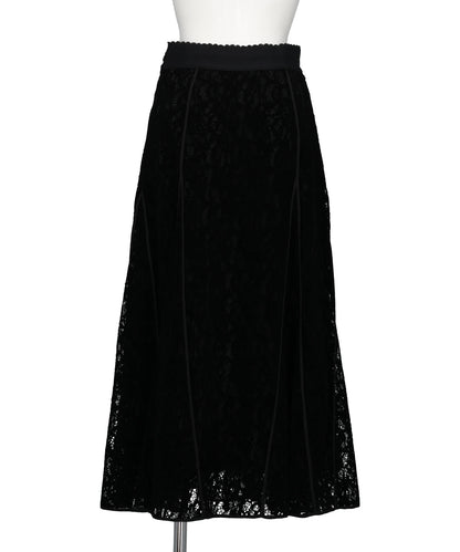 FLOCKED LACE FLARED SKIRT