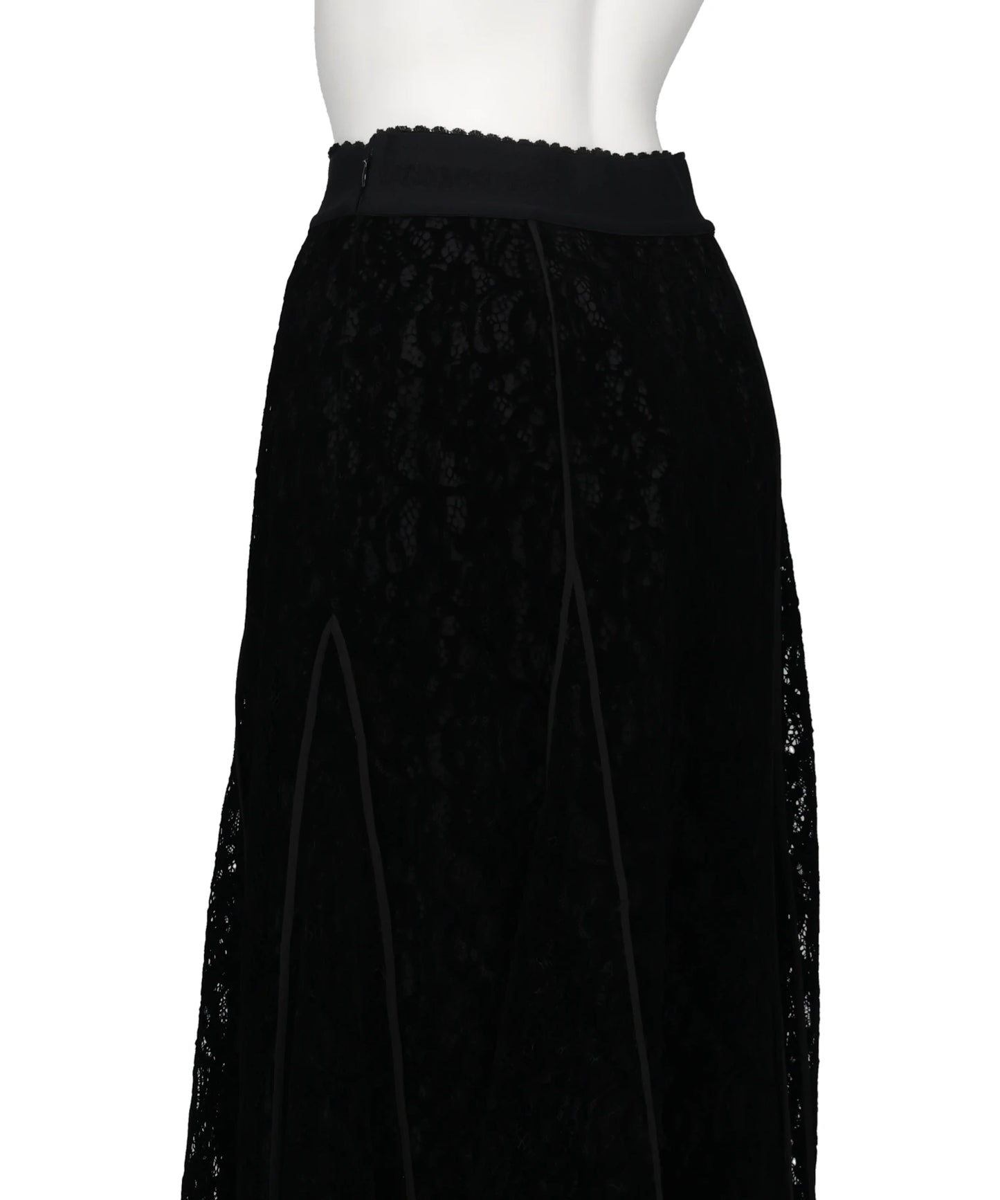 FLOCKED LACE FLARED SKIRT