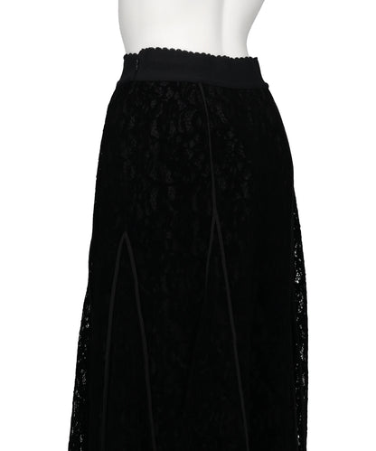 FLOCKED LACE FLARED SKIRT