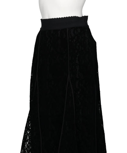 FLOCKED LACE FLARED SKIRT