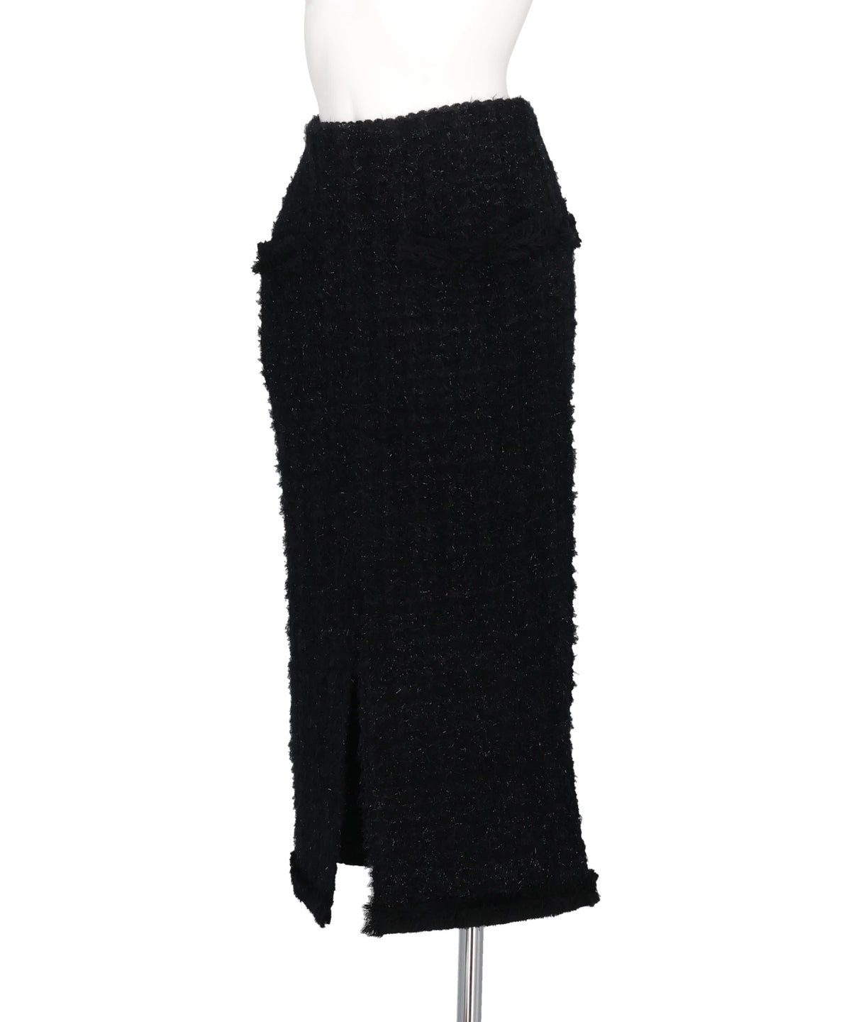 FRINGE TRIM TWEED KNIT SKIRT