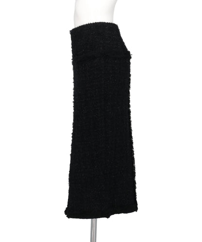 FRINGE TRIM TWEED KNIT SKIRT