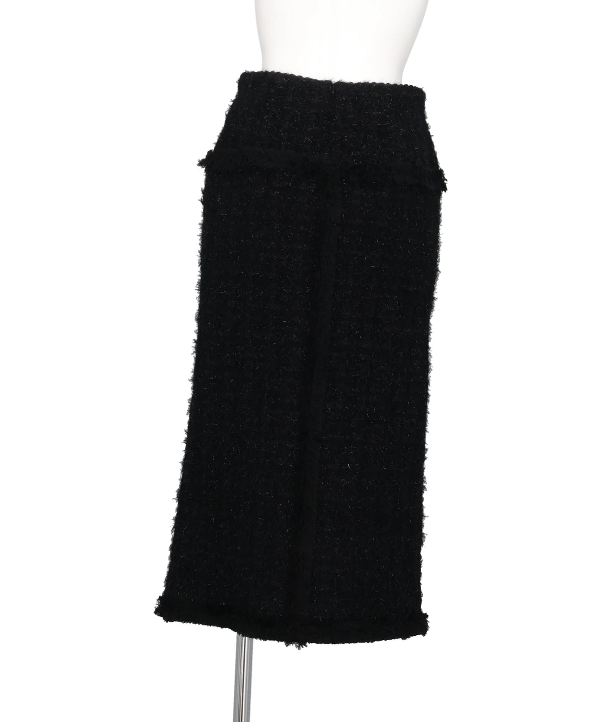 FRINGE TRIM TWEED KNIT SKIRT