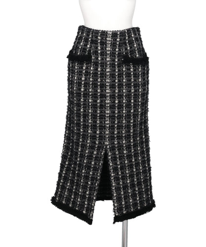 FETICO(フェティコ) 2026AW FRINGE TRIM TWEED KNIT SKIRT　FTC264-0713