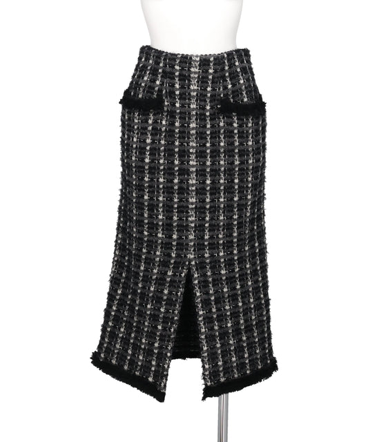 FETICO(フェティコ) 2026AW FRINGE TRIM TWEED KNIT SKIRT　FTC264-0713