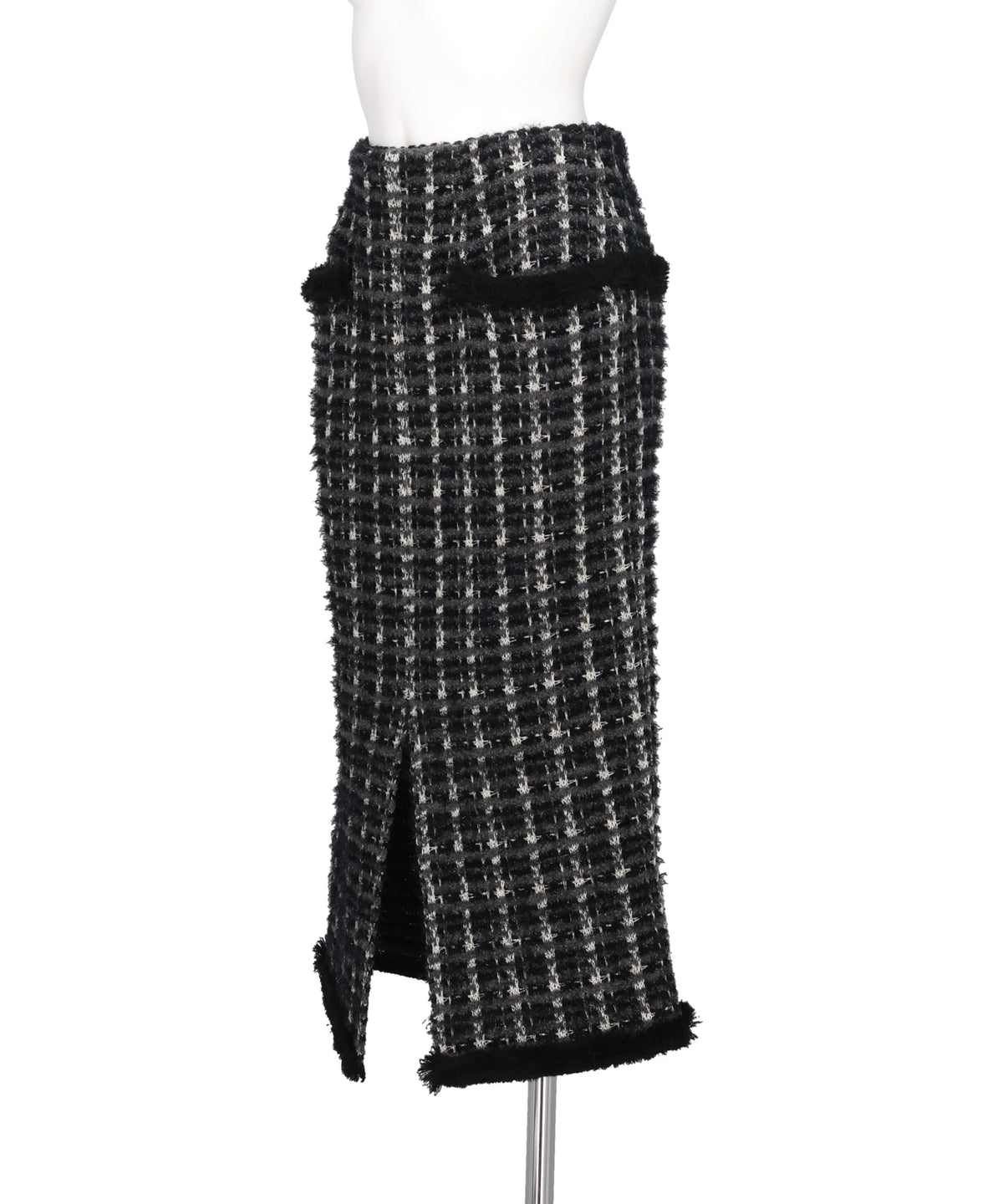 FRINGE TRIM TWEED KNIT SKIRT