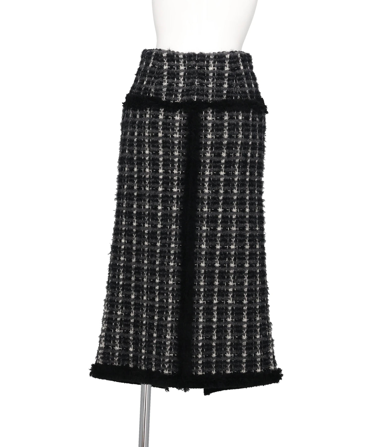 FRINGE TRIM TWEED KNIT SKIRT
