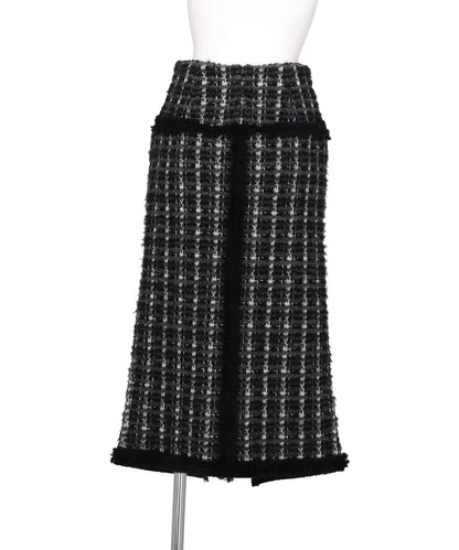 FRINGE TRIM TWEED KNIT SKIRT