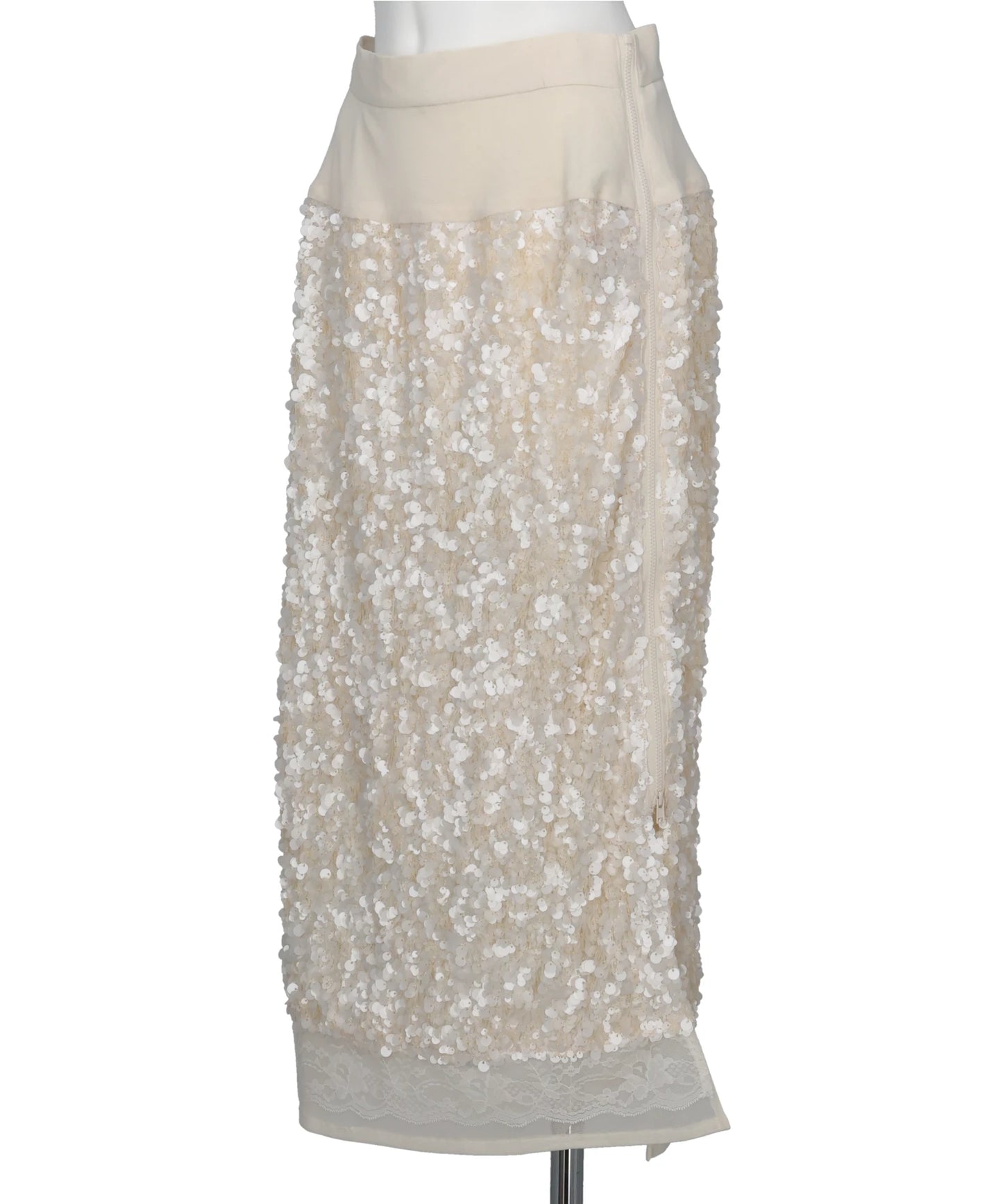 SEQUIN+LACE SKIRT