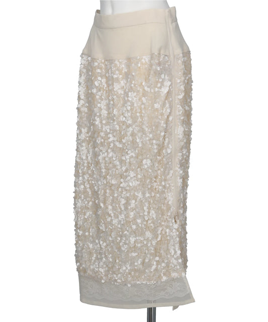 SEQUIN+LACE SKIRT