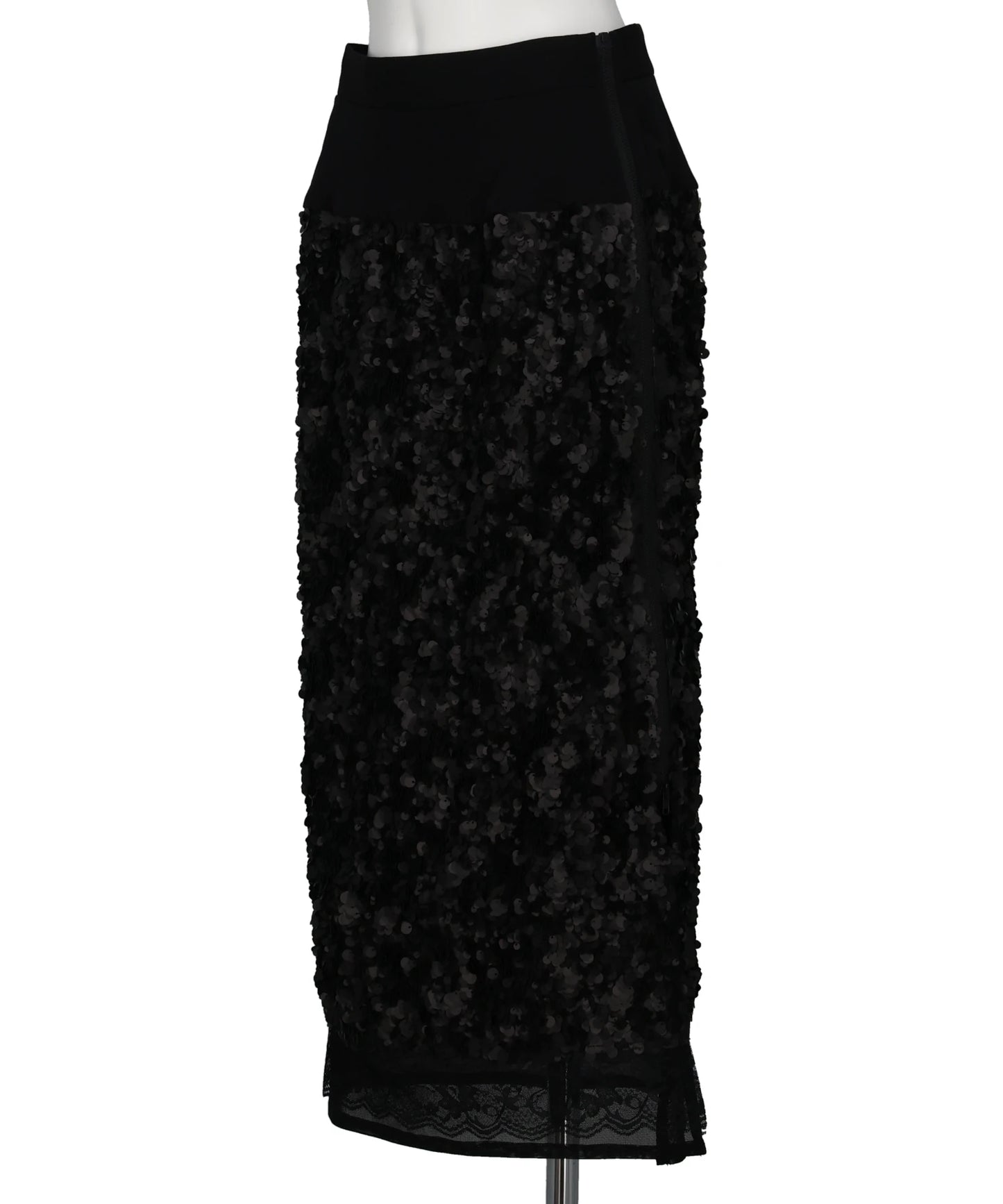 SEQUIN+LACE SKIRT