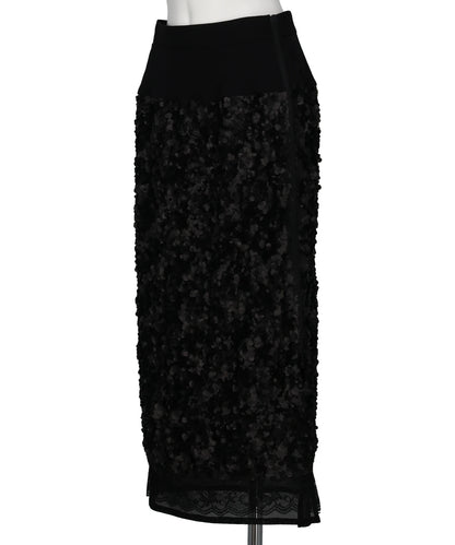 SEQUIN+LACE SKIRT